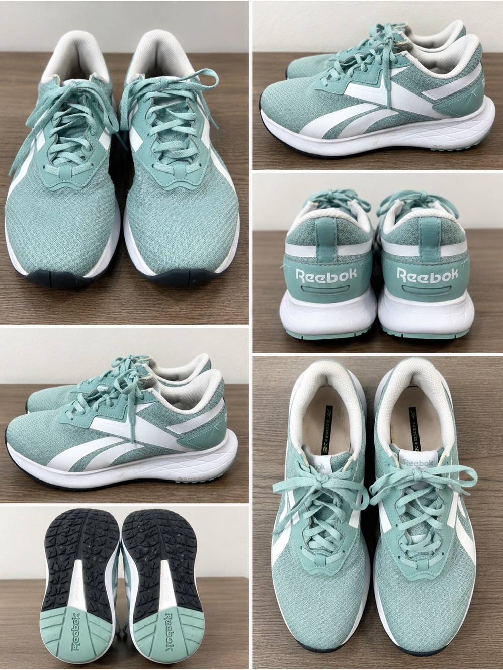 Reebok Mint Green and White Athletic Sneakers